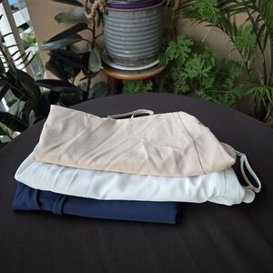 Beige, White, and Navy Clothing Set